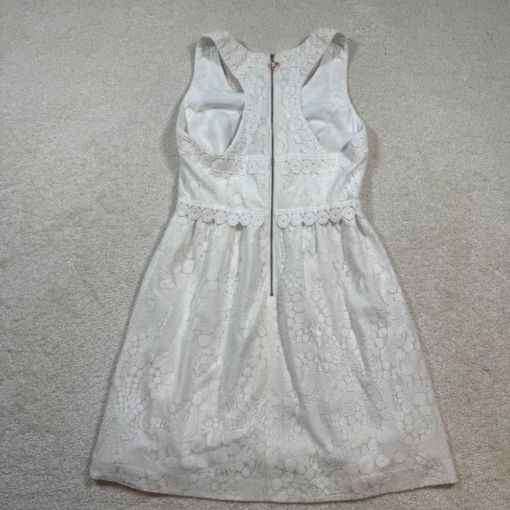 Lilly Pulitzer Litzia Dress Womens Size 8 White Mocean Lace Racerback V-Neck New - Picture 3 of 11